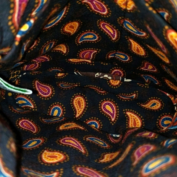 Vera Bradley Hannah Kensington Small Purse Bag Pleated Cotton Mini Brown Blue - Picture 5 of 8